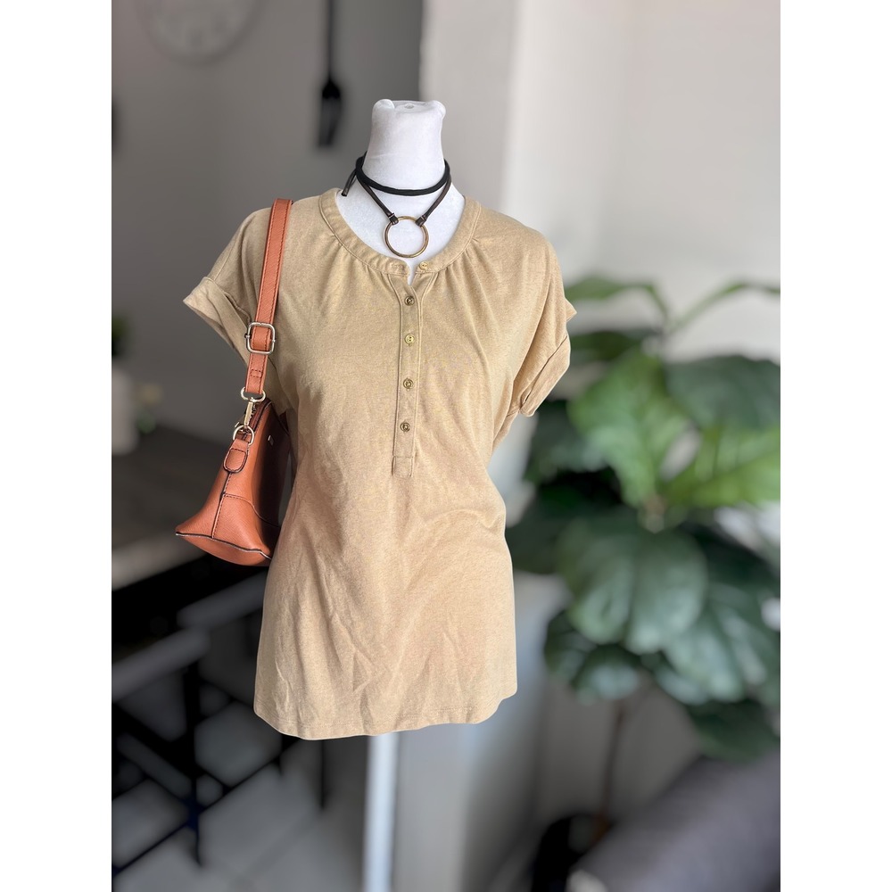 LOFT Button Henley Top Size M